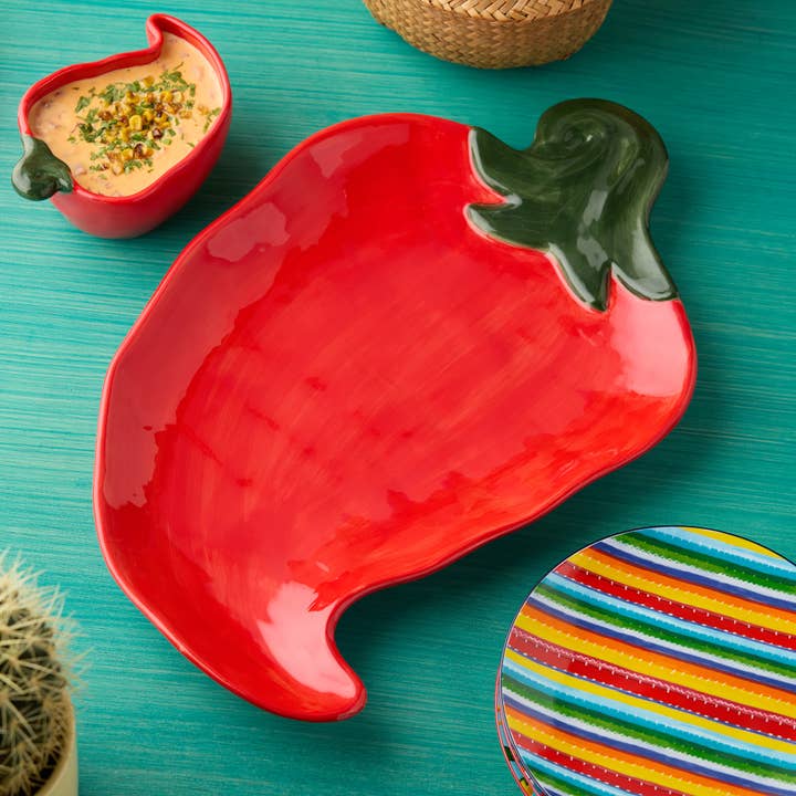 Certified International - Wholesale Platter - Spice Love 3-D Chili Pepper Platter