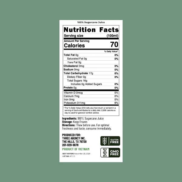 Juiced Fresh - Wholesale Fruit Juice - Juiced Fresh Frozen Sugarcane Juice Bottles Original - 24 ct