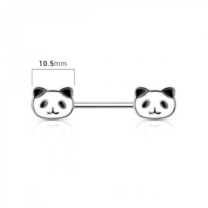 CRAVE BODY JEWELRY - Wholesale Nipple Ring - CUTE ENAMEL PANDA 316L SURGICAL STEEL NIPPLE BAR (ANIMAL)