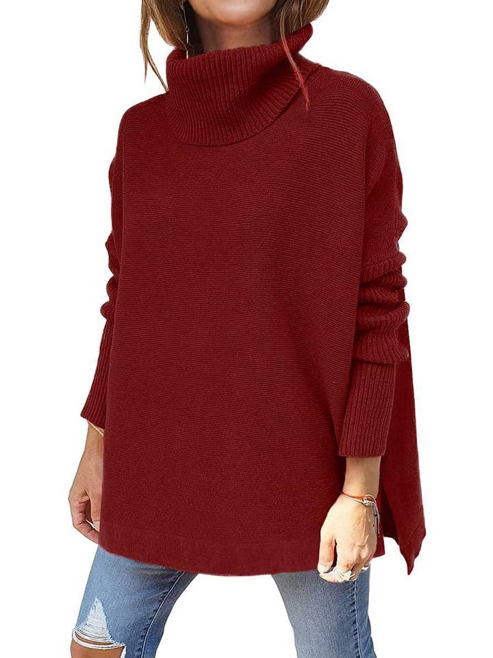 Sweetkama - Wholesale Tunic - Women's - Sweetkama Ladies Solid Long Sleeves Mock Neck Loose Top6
