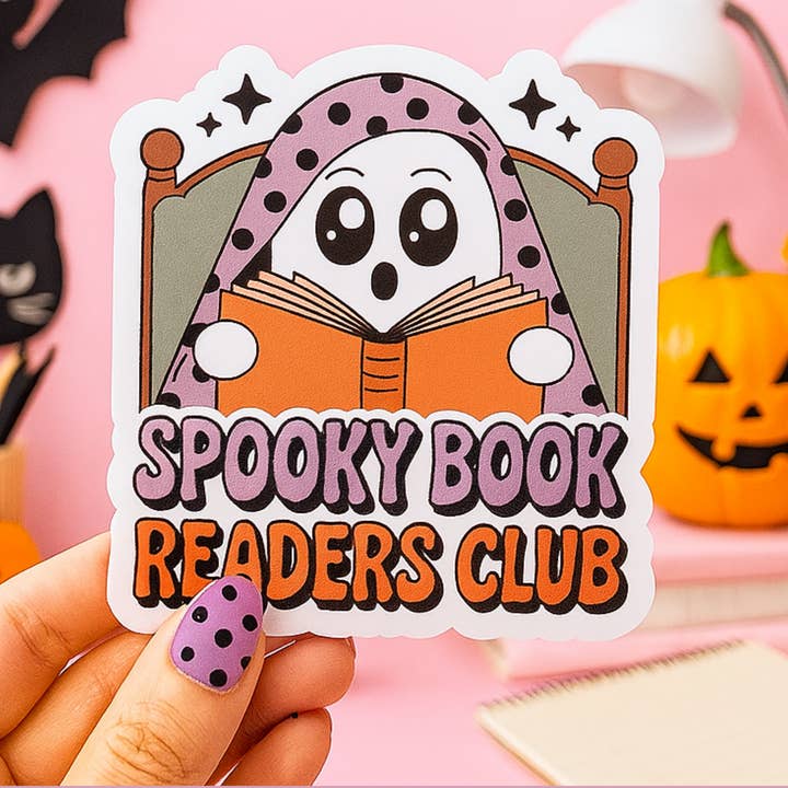 Spooky Book Readers Club Die Cut Sticker for wholesale by Auburn Row Design