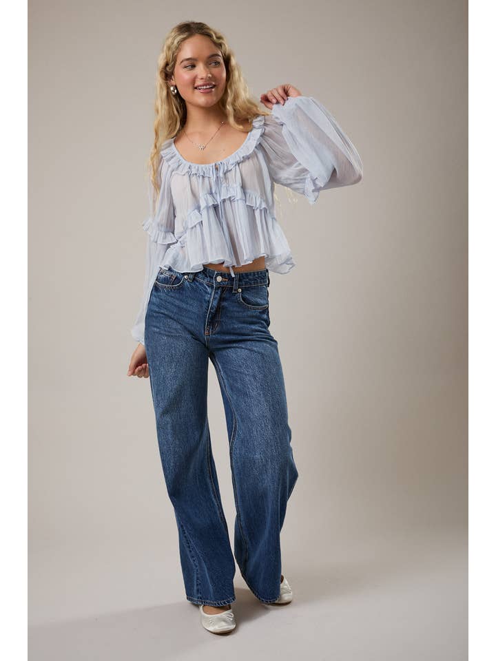 LE LIS - Vente Chemisier – femme - CHEMISIER À ENCOLURE DÉGAGÉE ET VOLANTÉ4