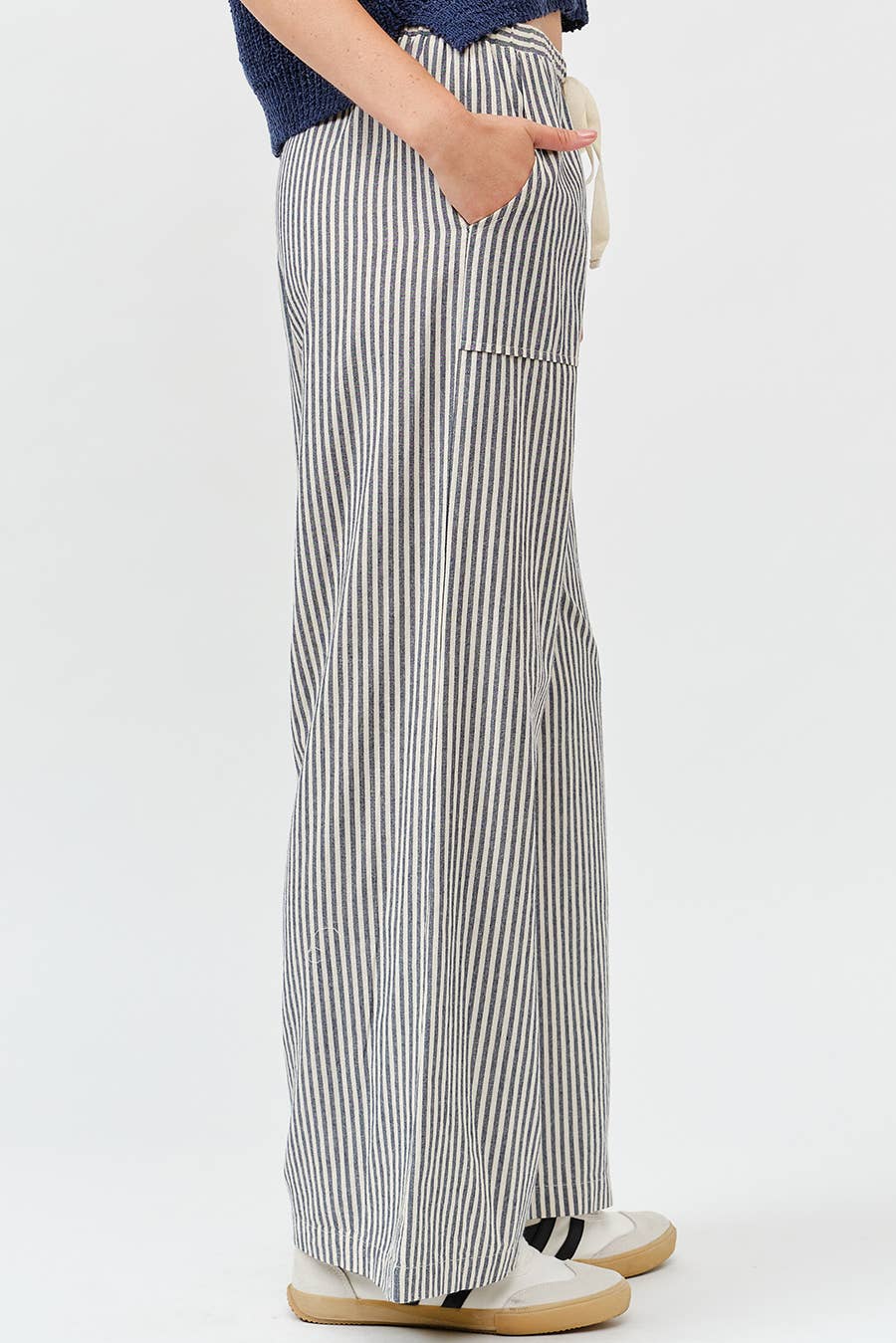 ILLA ILLA - Vente Pantalon – femme - Pantalon large en lin rayé12