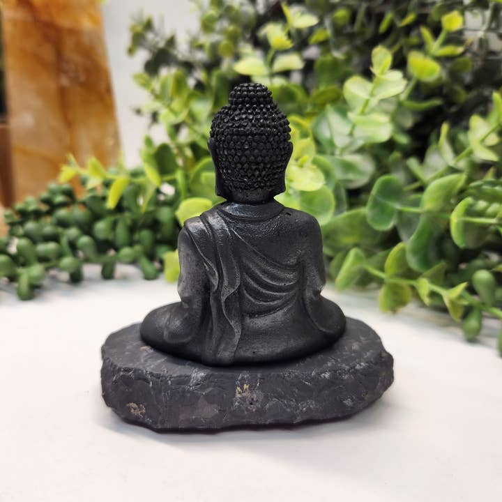 Meraki Gemstones - Wholesale Decorative Figurine - Shungite Figurine Buddha (3.5x3x2 Inches) (EMF Protection)