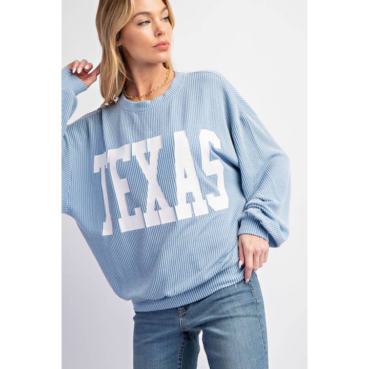 Sweet Generis - Wholesale Graphic Sweatshirt - Women's - TEXAS PRINT RIB CORD SWEATSHIRT