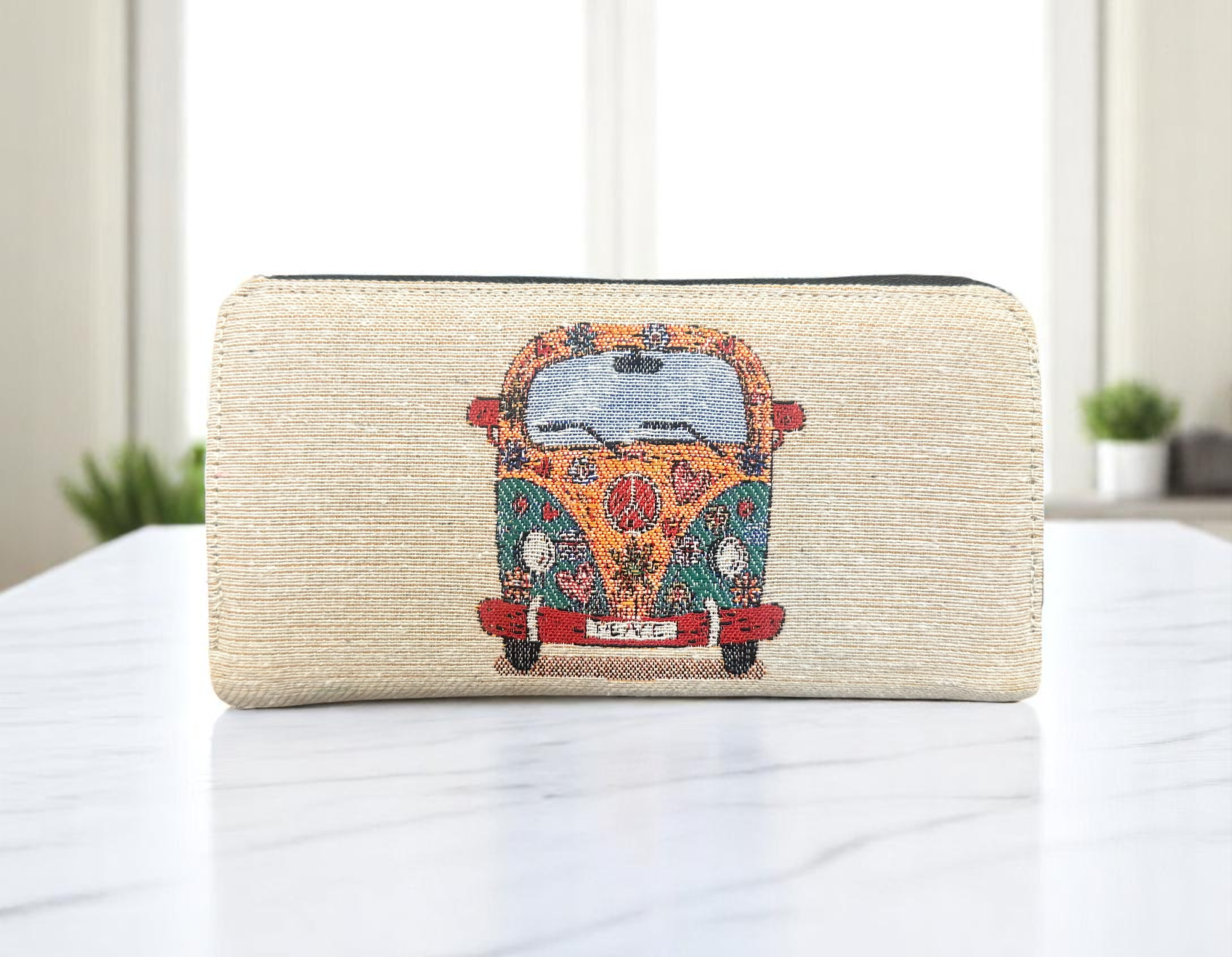 CRETE TRADING INC - Vente Portefeuille – femme - Portefeuille rigide motif voiture de paix tapisserie authentique3
