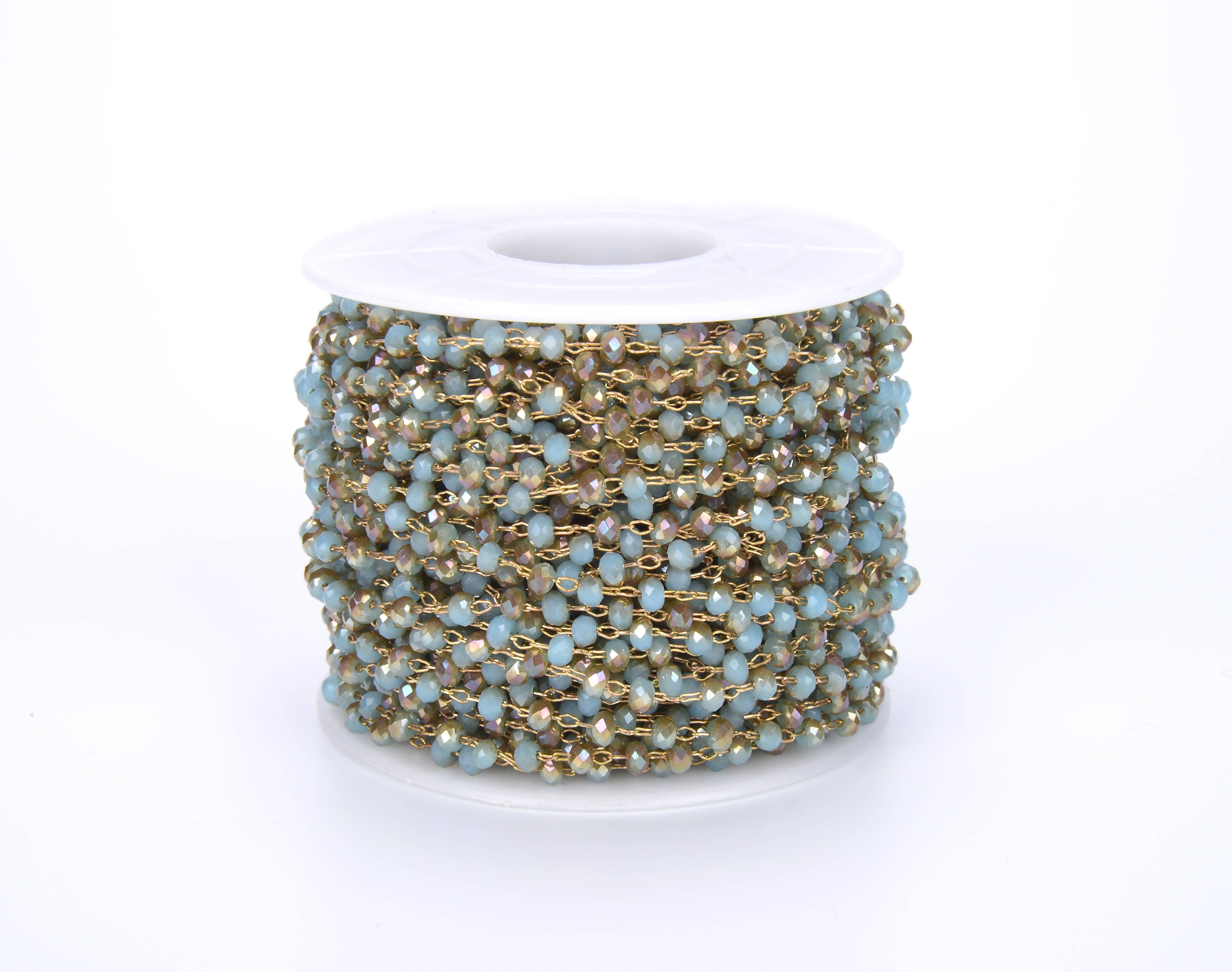 Beads Creation – wholesale Beads – Champagne Faceted Crystal Beaded Chain by Foot4