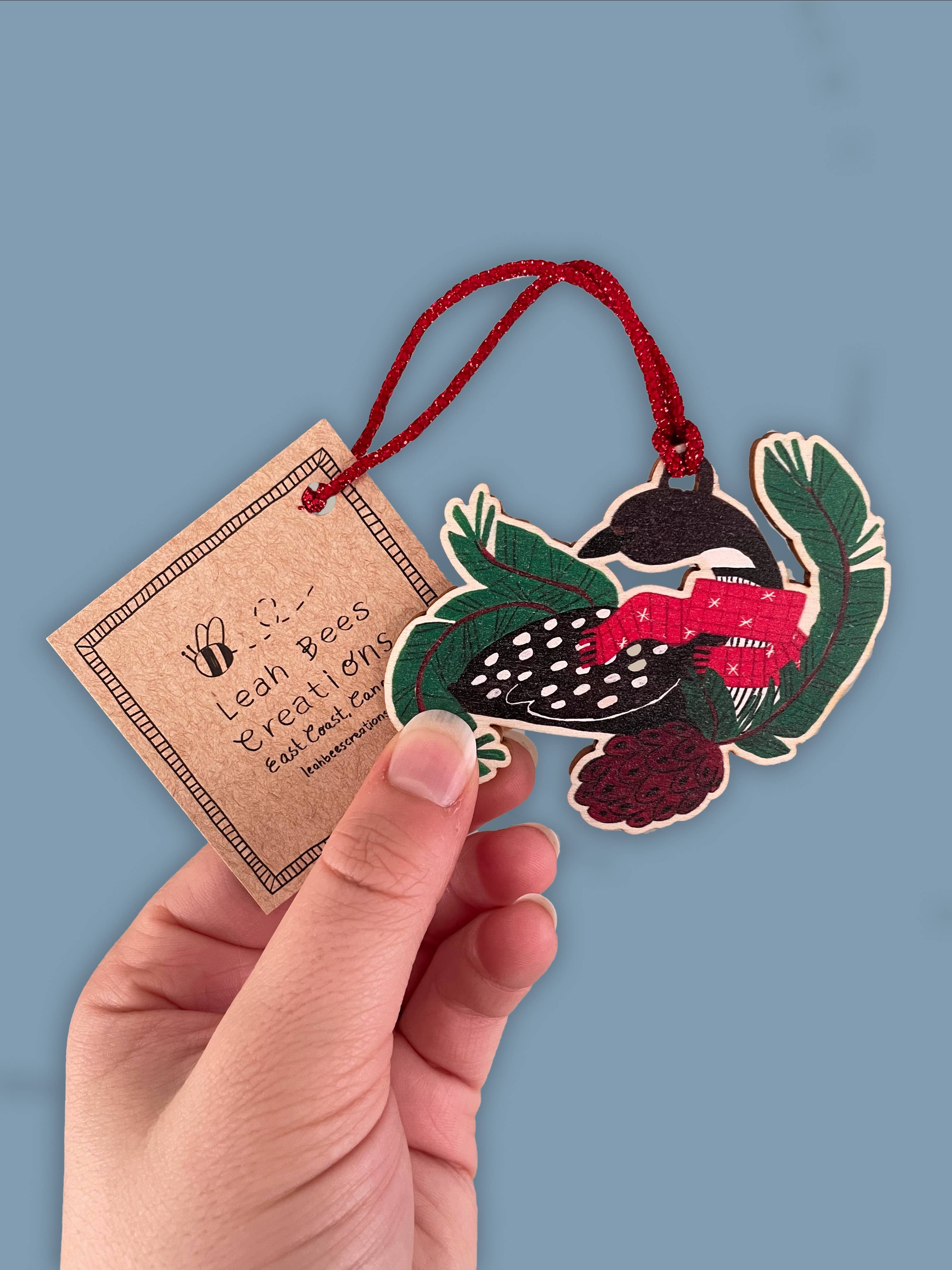 Leah Bees Creations - Wholesale Ornament - Christmas Loon - Wooden Christmas Tree Ornament0