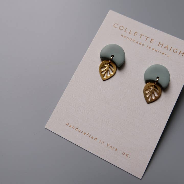 CH Handmade - Wholesale Stud/Post Earrings - Leaf Brass Studs, Handmade Polymer Clay Earrings4