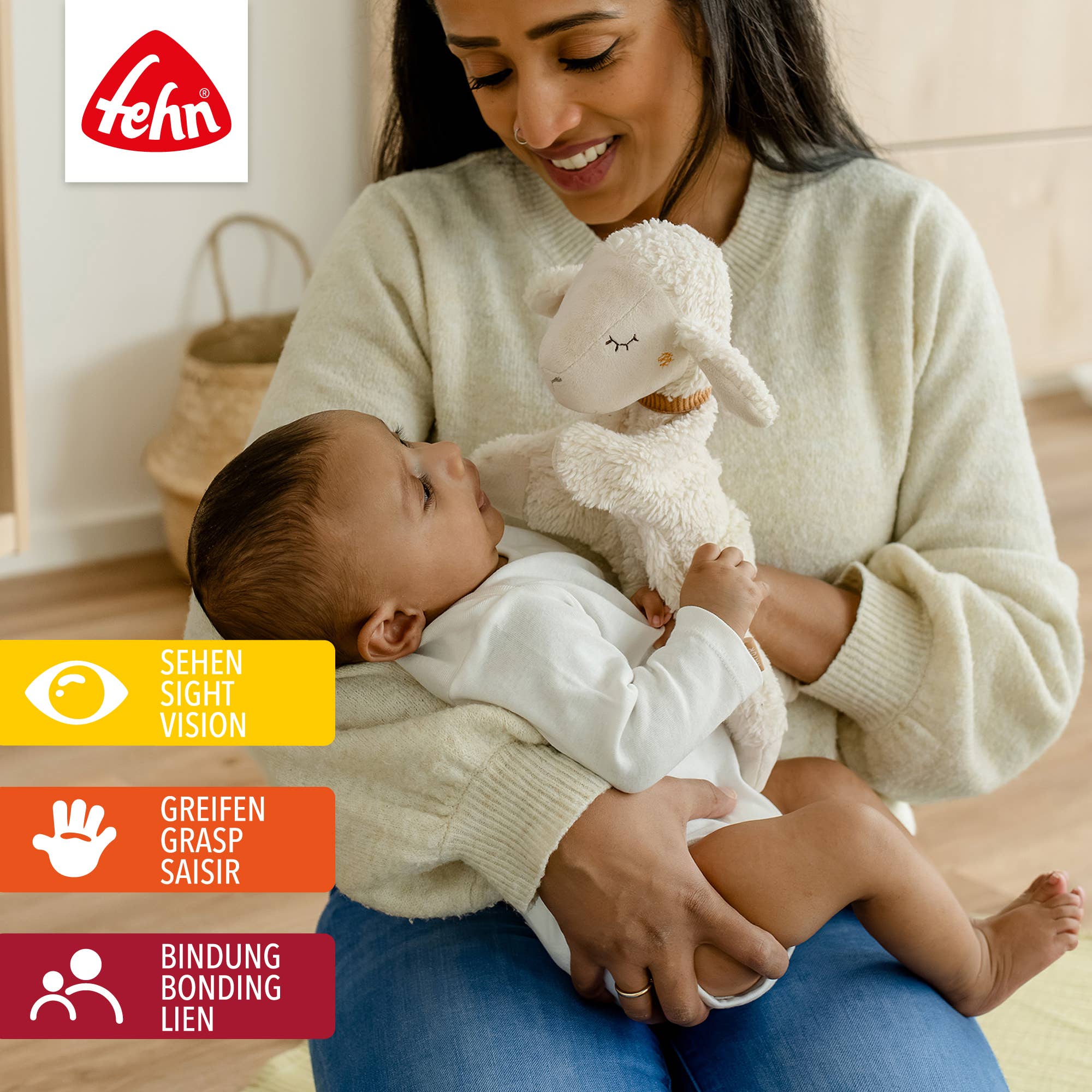 Fehn – Peluche - Crianças e bebés por atacado – Fantoche de Mão Nature Sheep - Amigo de Brincar e Bicho de Pelúcia1