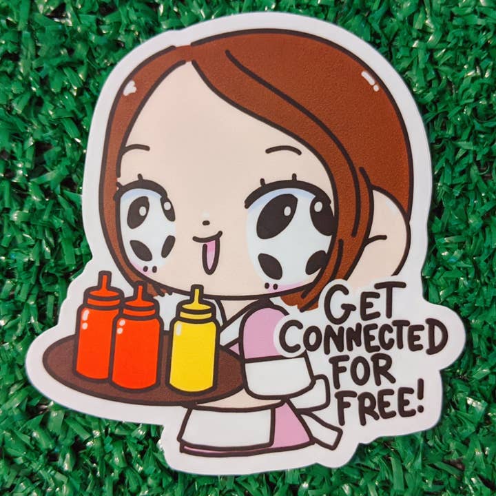 "get connected for free" waterproof sticker for wholesale by Medium Mushroom