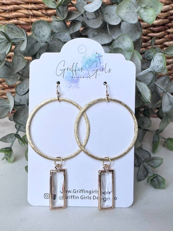 Kelly (gold circle with rectangle jewel) for wholesale by Griffin Girls Design Co