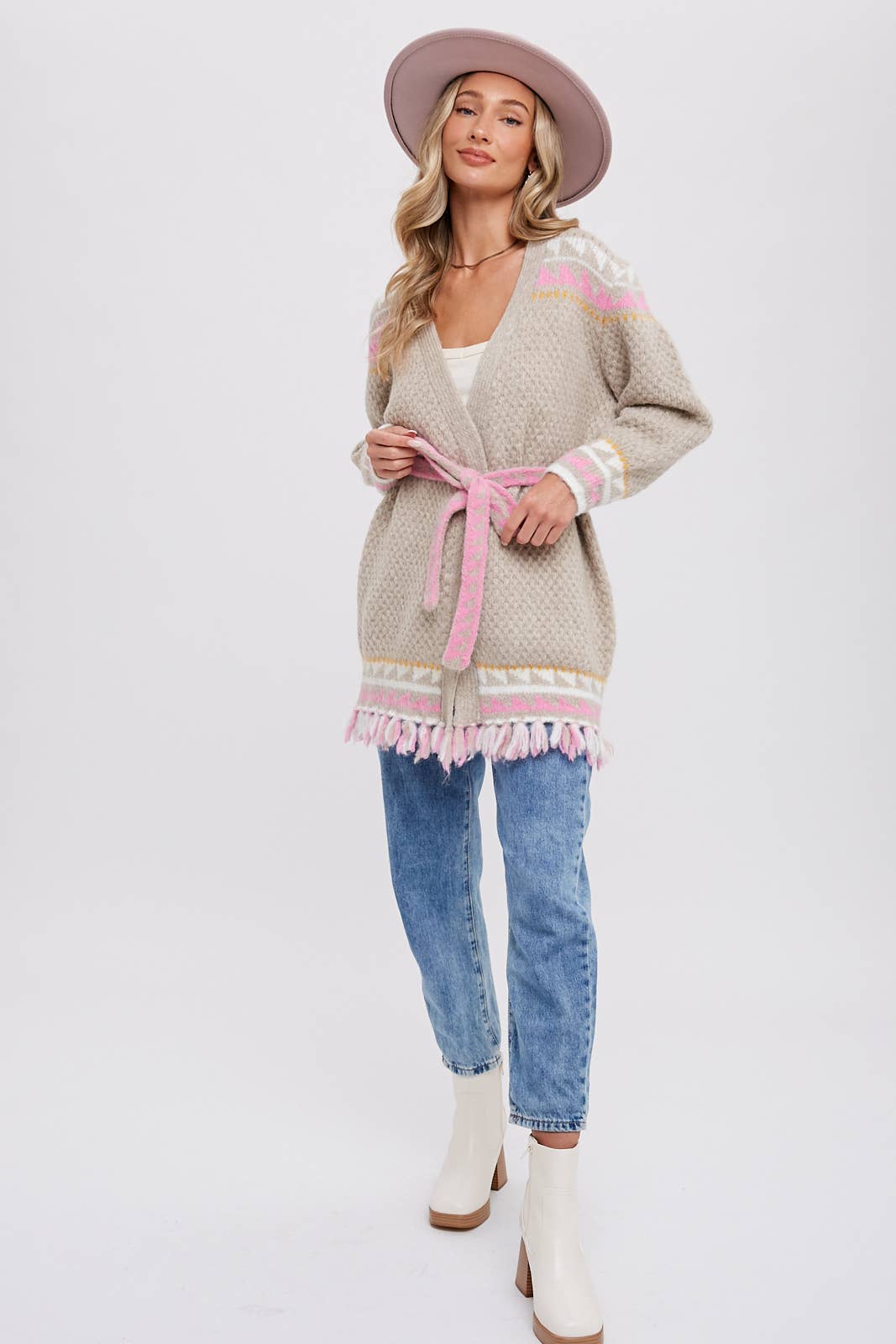 Bluivy – wholesale Cardigan – Women’s – AZTEC PATTERN BELTED CARDIGAN6