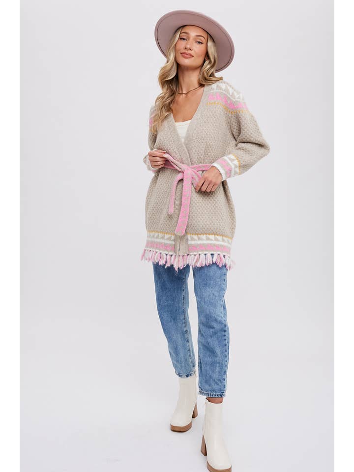 Bluivy – wholesale Cardigan – Women’s – AZTEC PATTERN BELTED CARDIGAN6