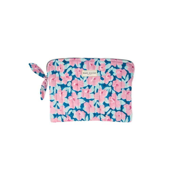 Bindi Atelier - Wholesale Laptop/Tablet Case - Women's - Flat cotton pouch with block print - Posy2