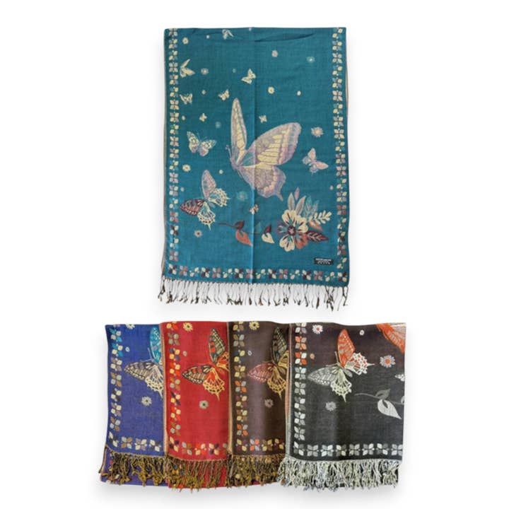 Butterfly Intarsia Pashmina Scarf Set for wholesale by LA Jewelry Plaza