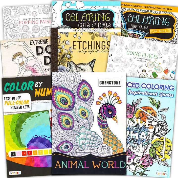 Innovarix - Wholesale Coloring Book - Adult - Adult Coloring Book Bundle - 10 Deluxe Coloring Books