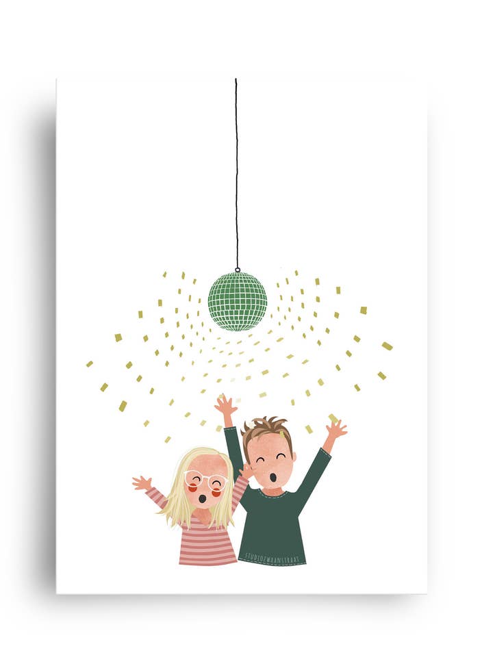 postcard 'disco for two' for wholesale by STUDIOZWAANSTRAAT