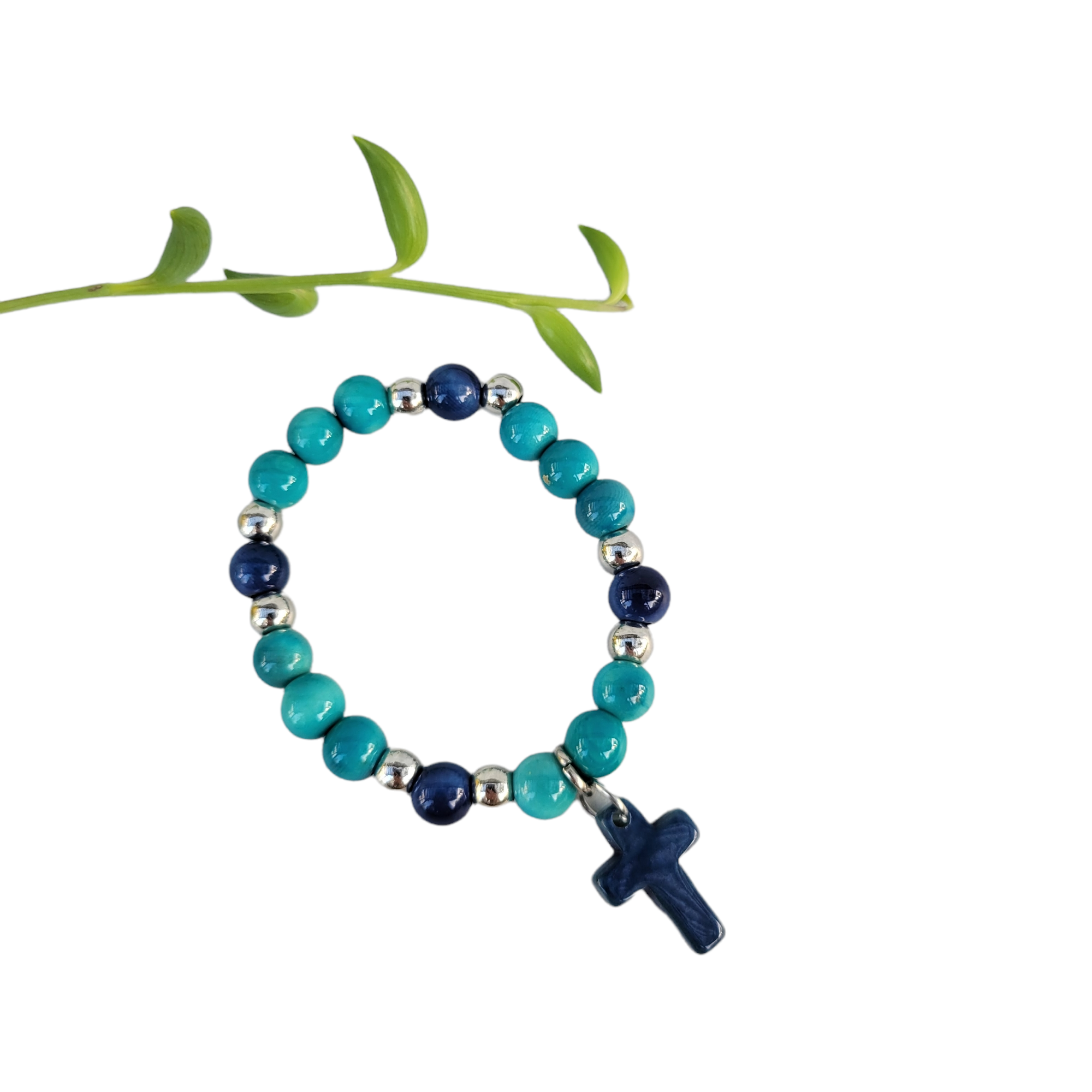 Organic jewelry by Allie – wholesale Charm/dangle bracelet – Cross charm bracelet for kids/ catholic gifts4