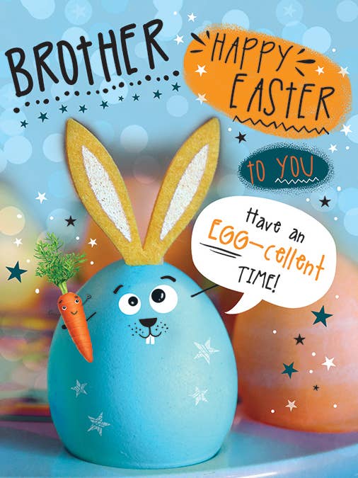 Easter Card, Brother, Egg-cellent for wholesale by Piccadilly Greetings