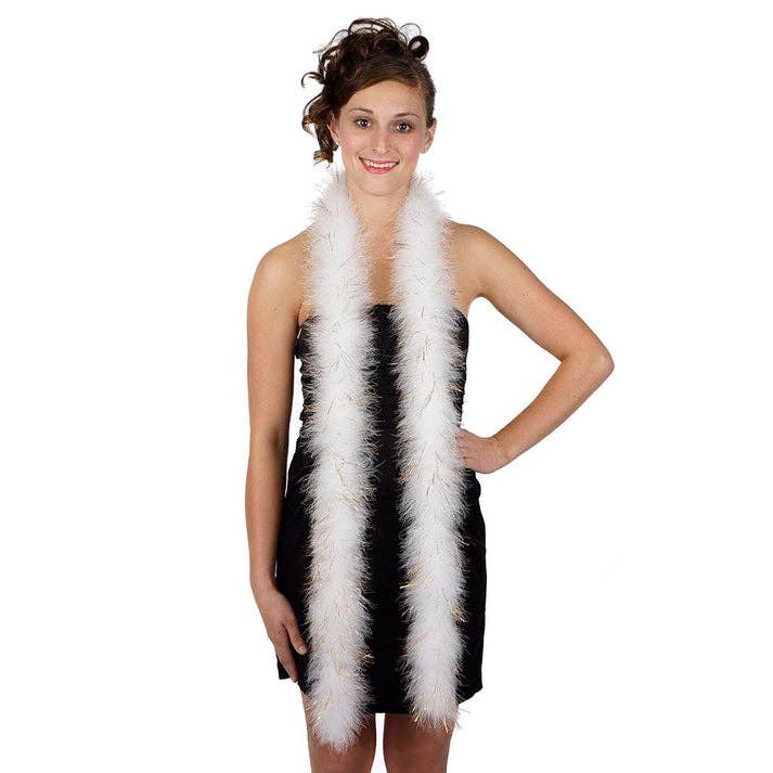 Zucker Feather Products – wholesale Fjädrar – Marabou Boa med Lurex - Medelvikt - Vit/Guld Lurex1