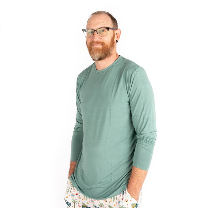 Tropical Green Unisex Bamboo Long Sleeve Shirt for wholesale on Faire1