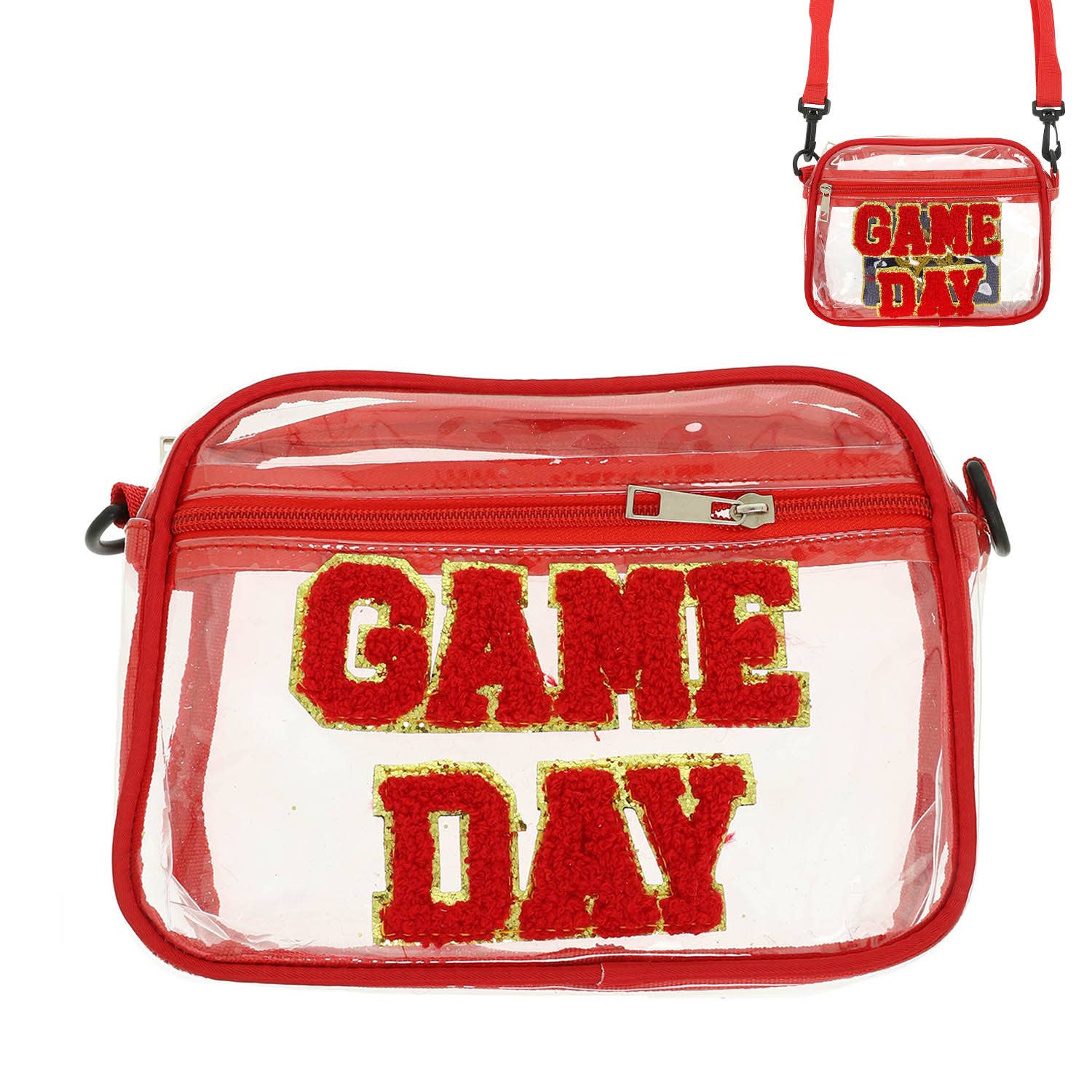 SP Sophia Collection - Wholesale Crossbody Bag - Women's - "Game Day" Fuzzy Chenille Clear Crossbody Bag2