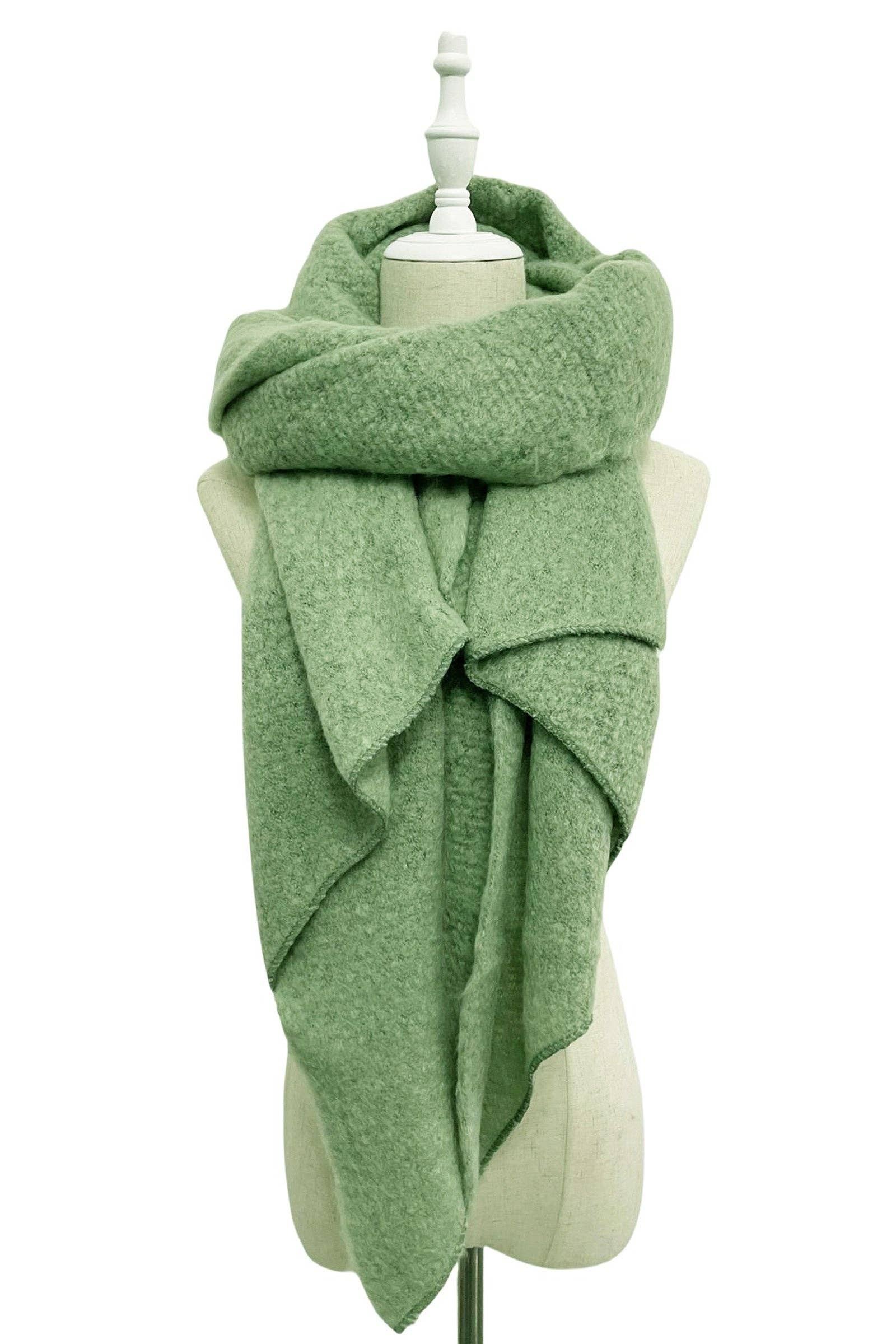 Fashion Scarf World - Wholesale Scarf - Women's - Plain Boucle Diagonal Edge Wool Scarf13