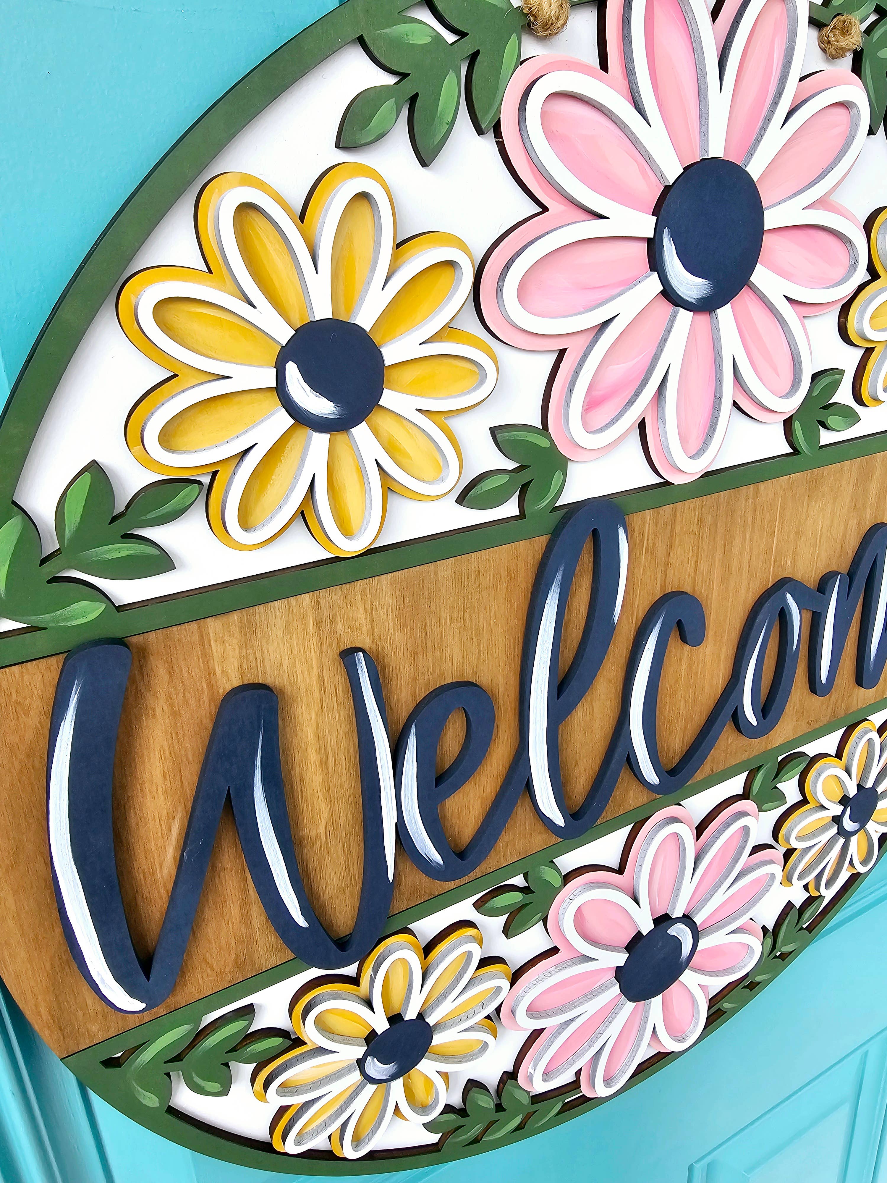 Teal Moon Creations - Wholesale DIY Craft Kit - DIY Welcome Floral Trio Door Hanger1