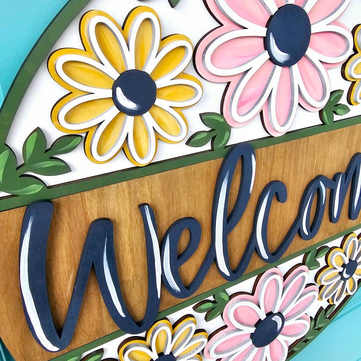 Teal Moon Creations - Wholesale DIY Craft Kit - DIY Welcome Floral Trio Door Hanger1