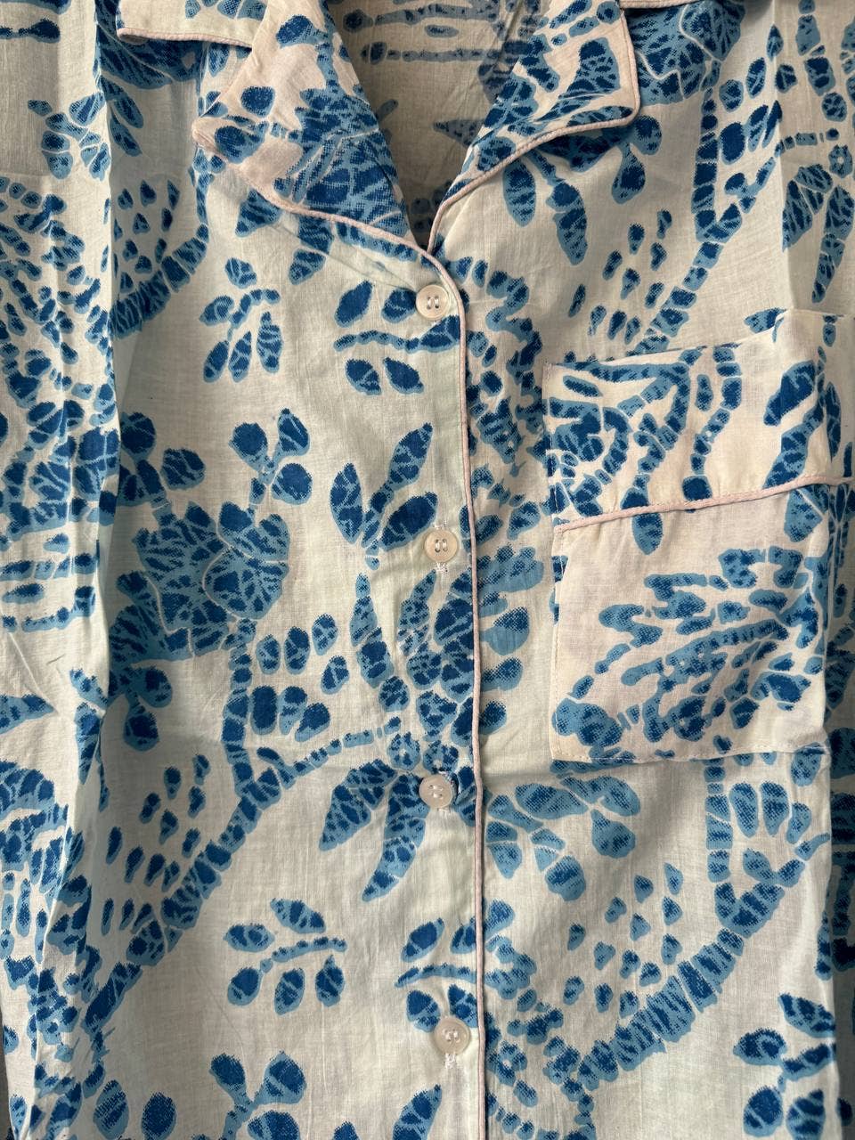 bhavnas boutique - Wholesale Sleepwear Set - Women's - White Cotton Handmade Block Printed Pajama Set Long PJ Sets1