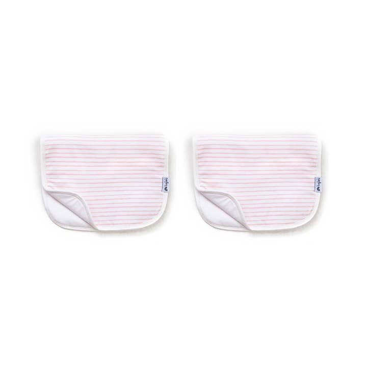 Blush Stripe Organic Burp Cloth Set for wholesale by IzzyLee's