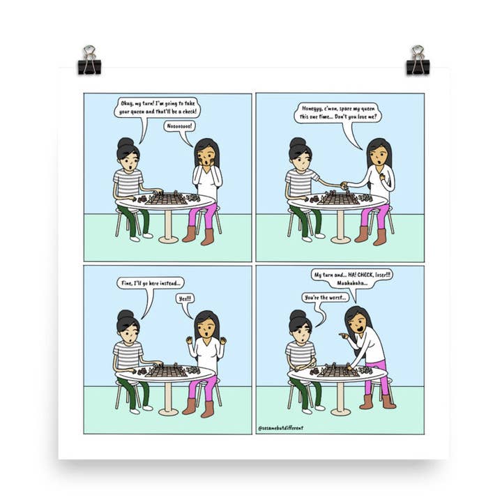 Poppy's Strategy | Cute Lesbian Relationship | Pride Gifts | LGBTQ Comic Print for wholesale by Sesame But Different
