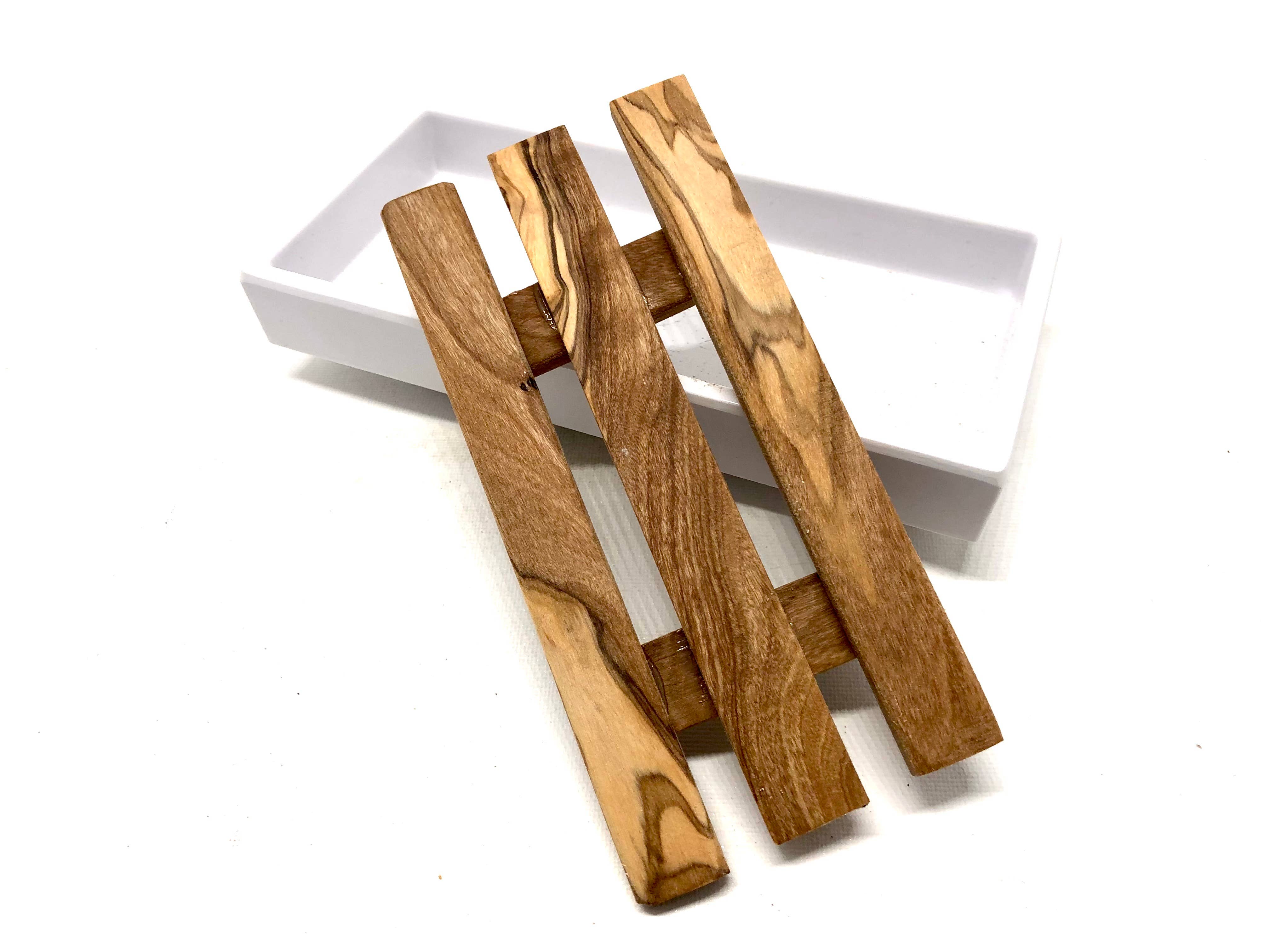 olivenholz-erleben - Wholesale Bath soap dish - White melamine soap dish with olive wood insert6