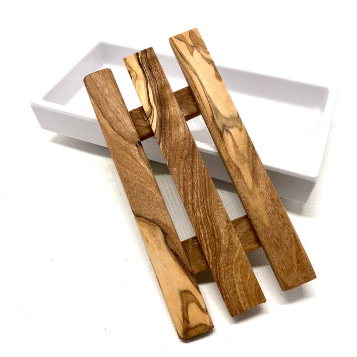 olivenholz-erleben - Wholesale Bath soap dish - White melamine soap dish with olive wood insert6