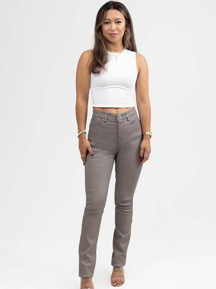 Arya Fashion Leather Pants (Mole Grey) for wholesale by Whet Blu