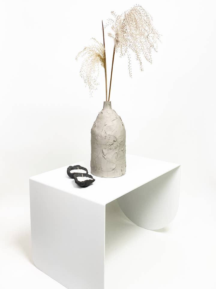 Handmade beton grey ceramic vase for wholesale by Sandra Vas Ceramics