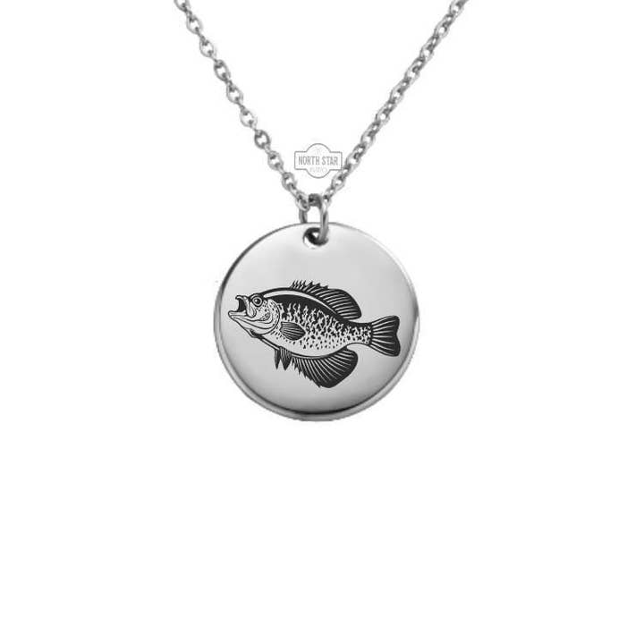 Personalized Crappie Fish Necklace/Keychain in Gold/Silver for wholesale by North Star Rustics Too