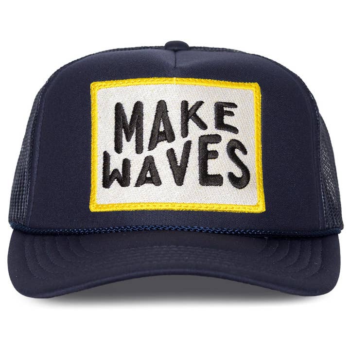 Make Waves Trucker Hat in Navy for wholesale on Faire