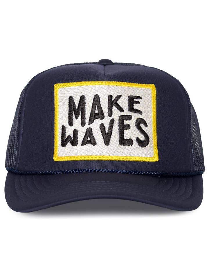 Make Waves Trucker Hat in Navy for wholesale by Friday Feelin'