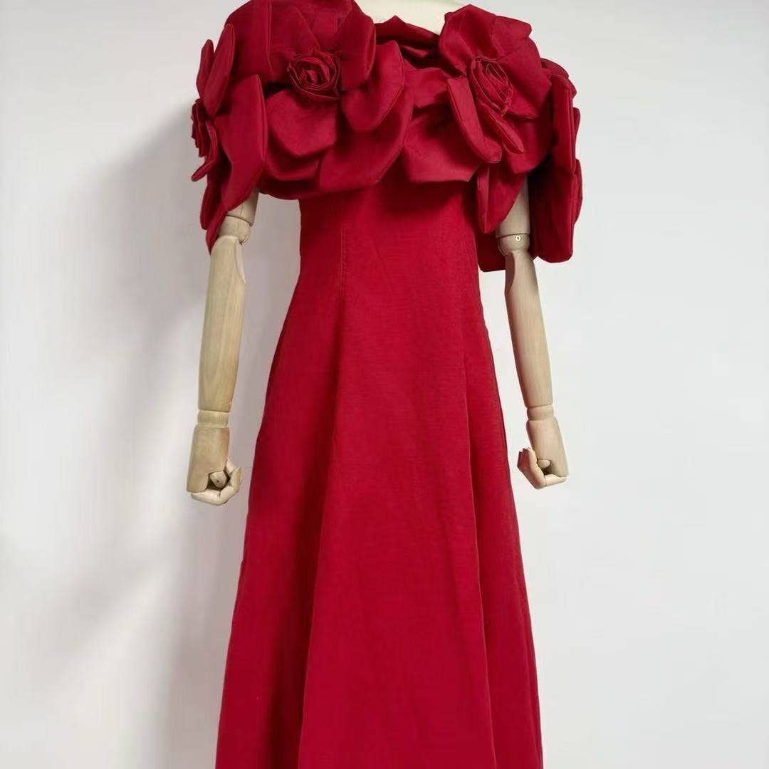 Productseeker - Wholesale Skirt - Women's - DR493 Elegant A-Line Skirt with 3D Floral Slim Fit Design13