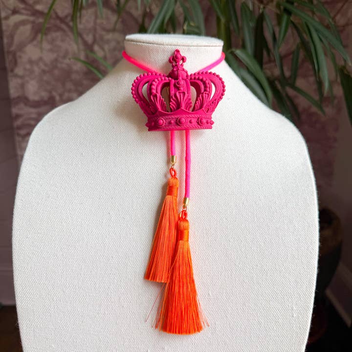 Kroon Bolo Framboosroze met Neonroze & Oranje voor wholesale door Rahya Jewelry Design