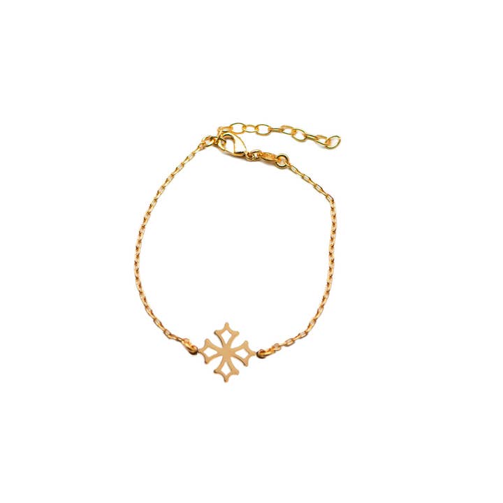 Kettenarmband mit okzitanischem Kreuz, 18‑k vergoldet für den Großhandel von TALISMAN JEWELLERY (D&Fidanverdi, S.L.)