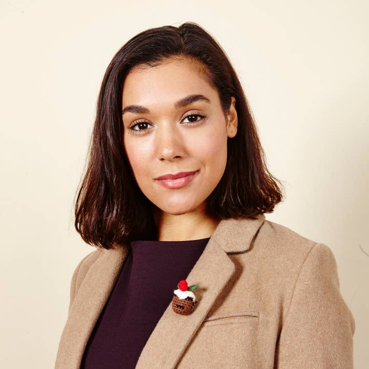 Crochet Christmas Pud Brooch for wholesale by Just Trade UK