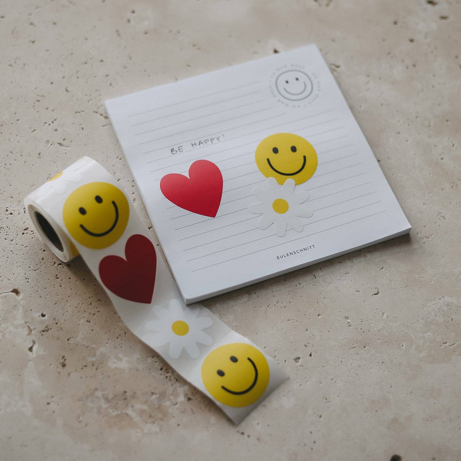 Eulenschnitt - Vente Autocollant - Stickers smiley, cœur et marguerite (VE = 8 pcs)0