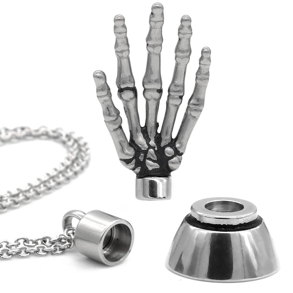 Controse - Wholesale Pendant/Charm Necklace - “High Five” Skeleton Hand Necklace With Magnetic Ornament0