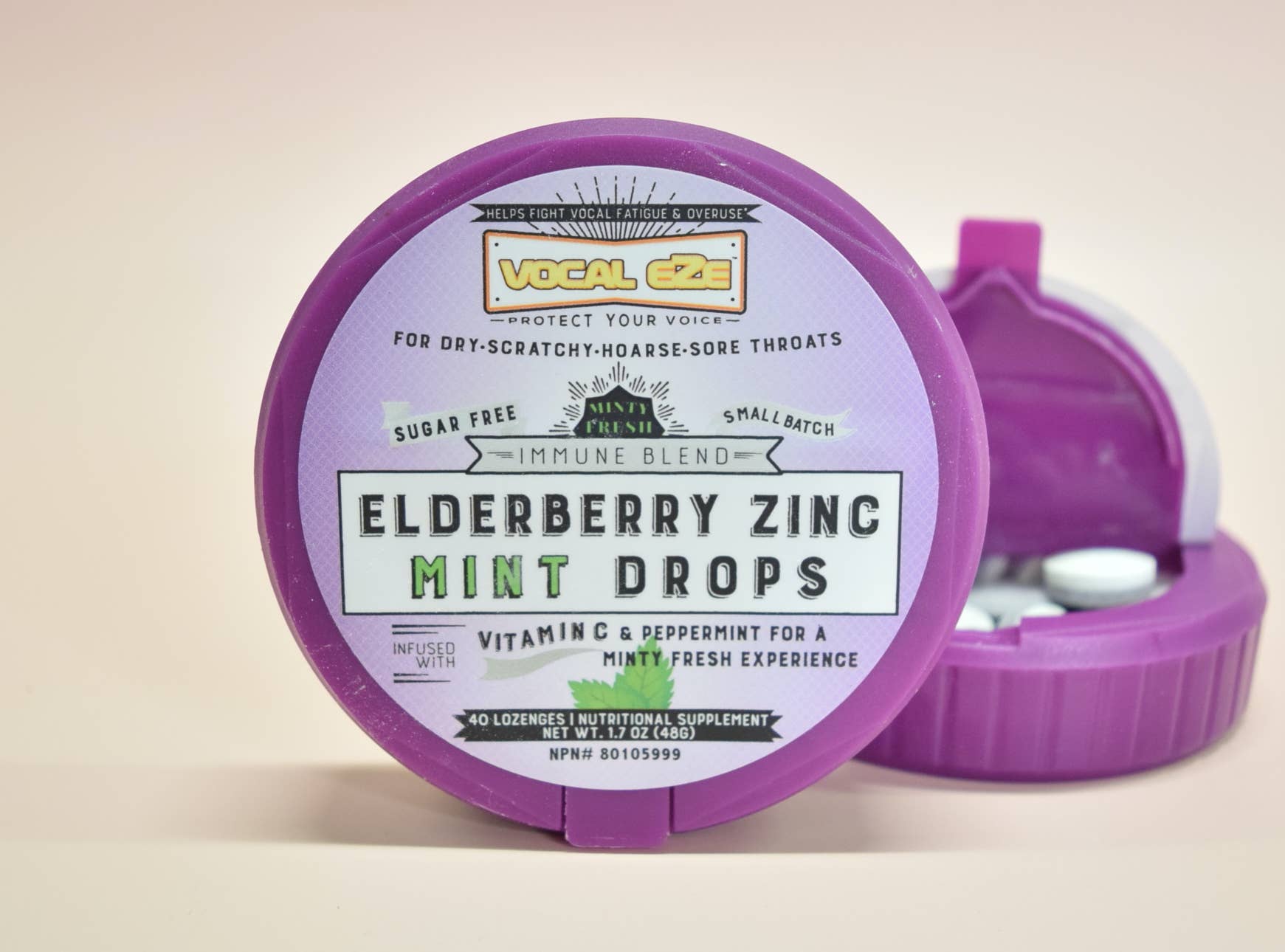 Vocal Eze - Wholesale Oral Supplement/Vitamin - 40ct. Elderberry Zinc MINT Throat Drops w/ Vitamin C 1