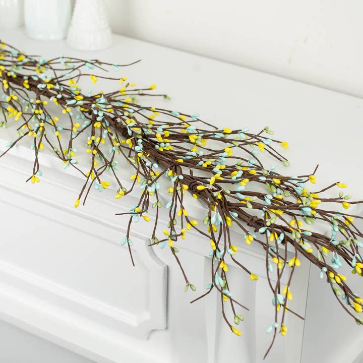 54" L Springtime Pip Berry Garland with Tiny Rice Berries for wholesale by Factory Direct Craft
