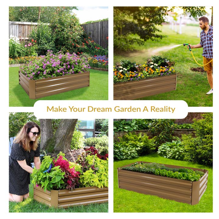 Sunnydaze Decor - Wholesale Planter Box - Steel Rectangle Raised Garden Bed - 48 in - Brown4