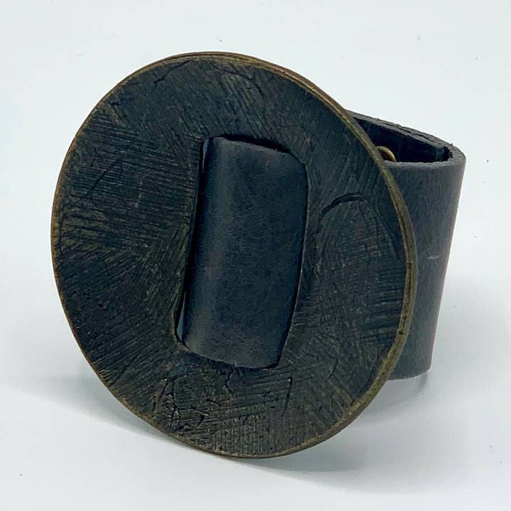 Large "Spoon" Leather Cuff for wholesale by Rebel Designs Accessories